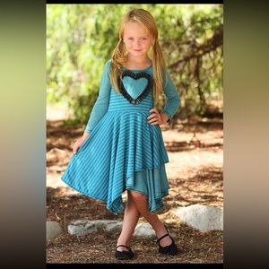 Freckles +Kitties blue flowly swing striped dress size 4t